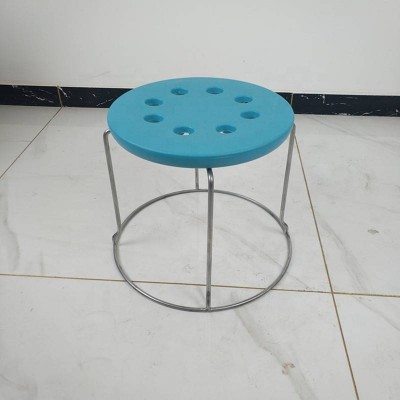 Simple Design Ppe Material And Stainless Steel Round Stool Small Seat